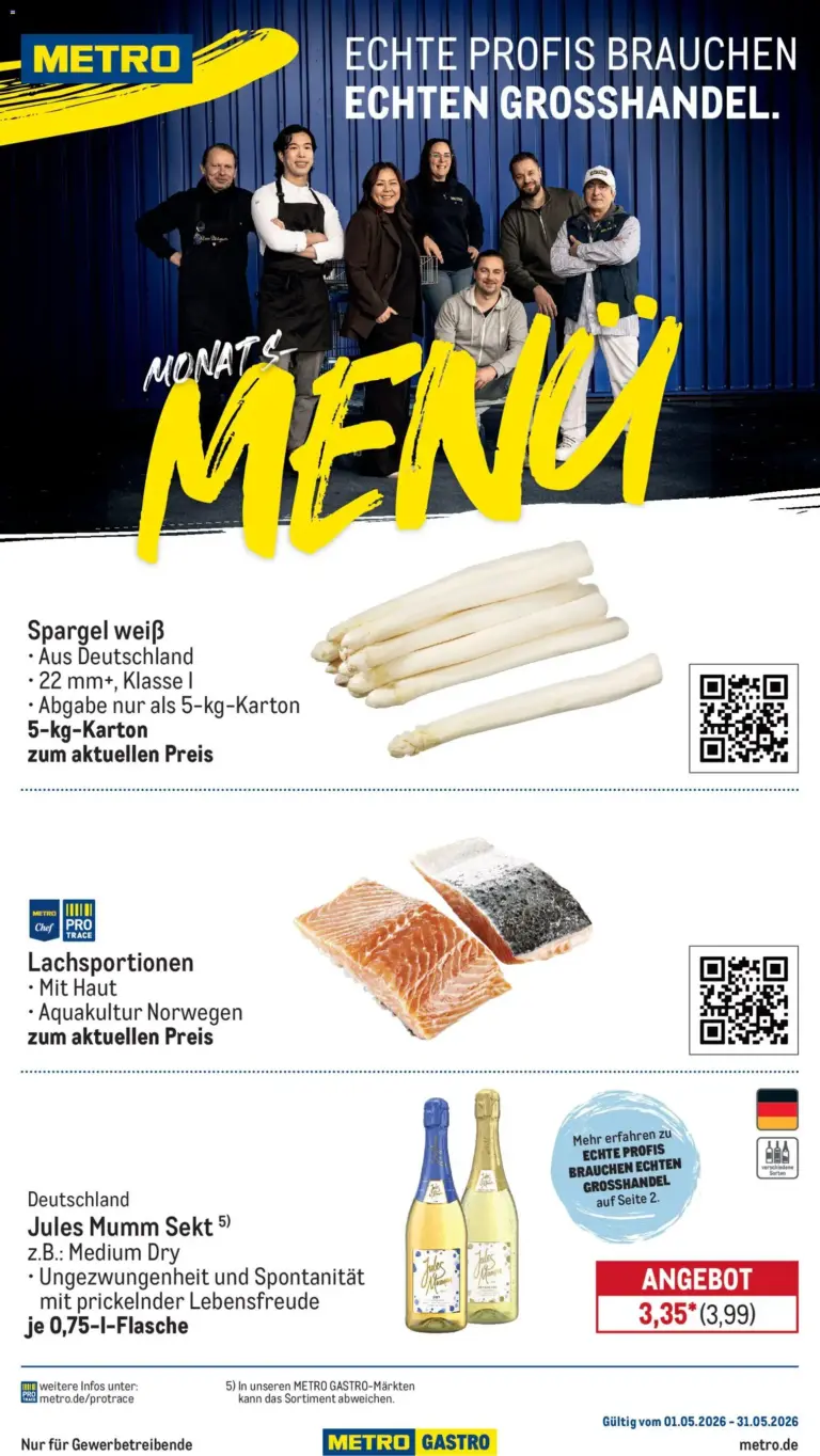 Metro Monats-Menü ab 01.05.2026