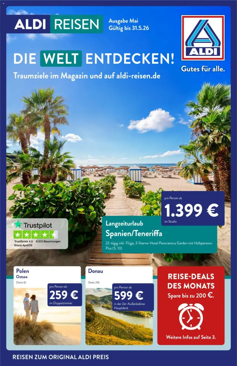 Aldi Reisen Reisemagazin ab 01.05.2026