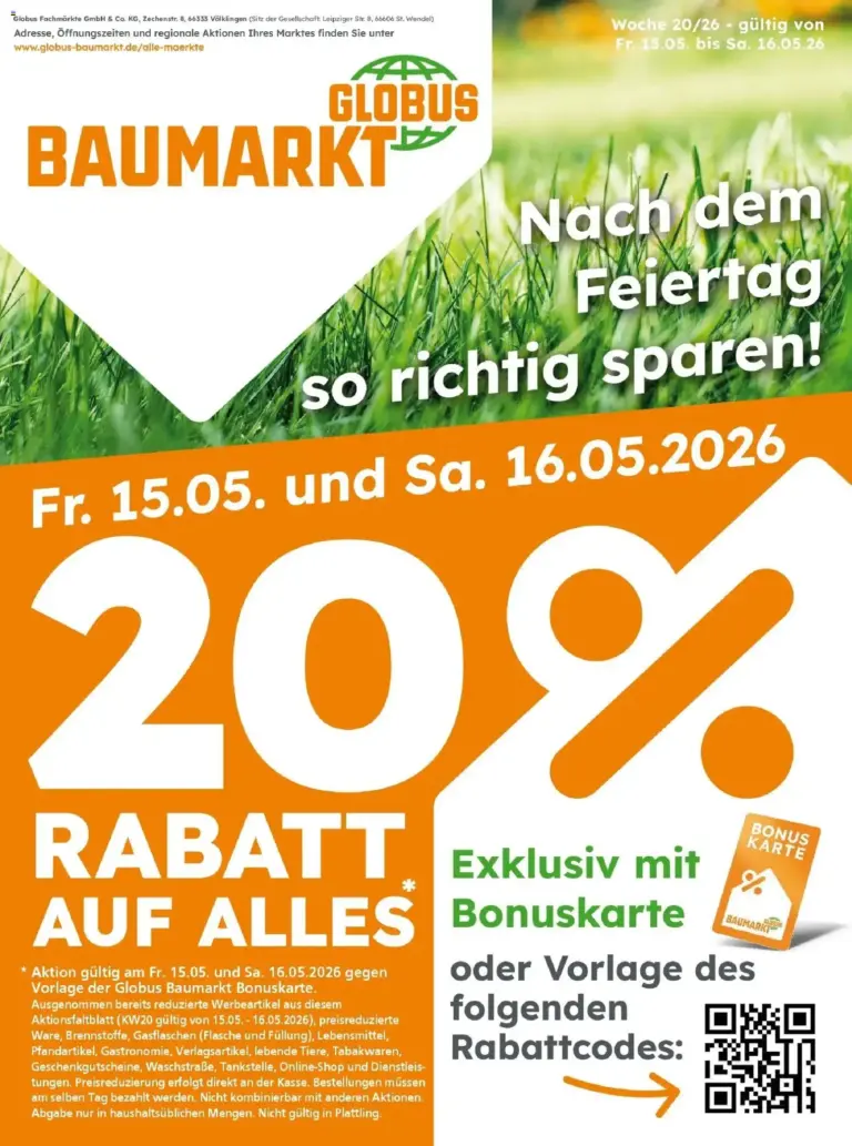 Globus Baumarkt Prospekt Bergkamen ab 15.05.2026