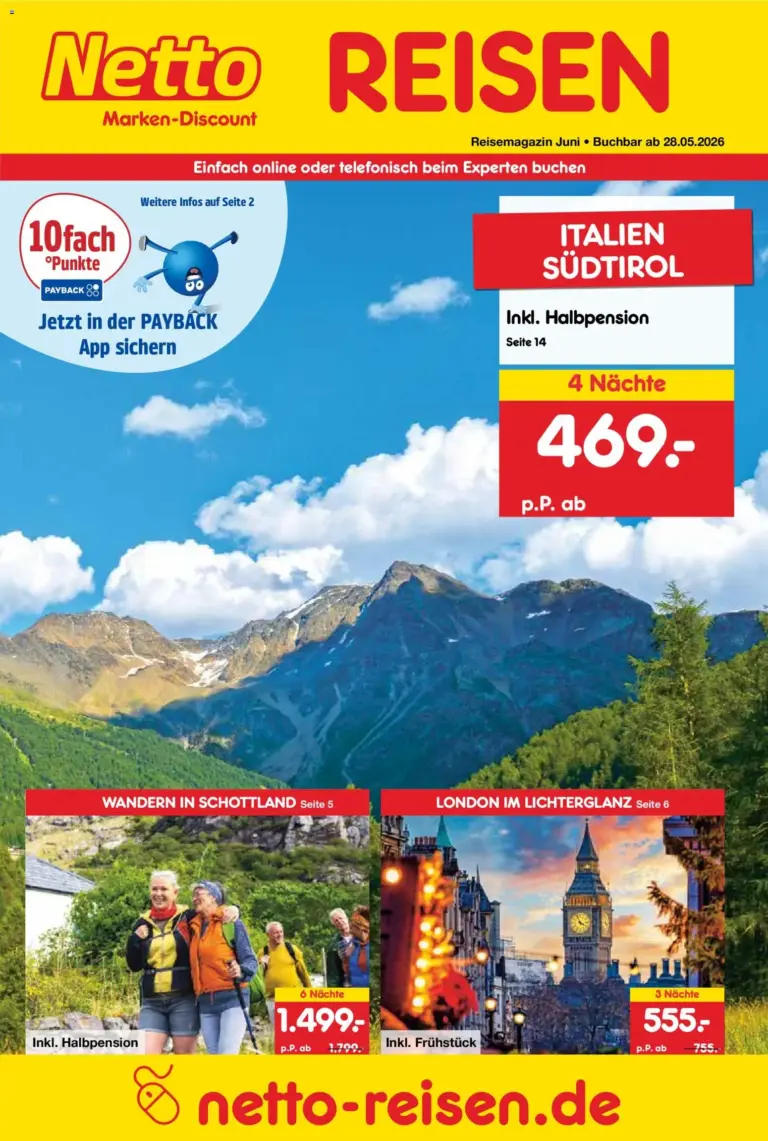 Netto Reisen Prospekt ab 28.05.2026