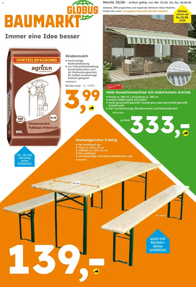 Globus Baumarkt Prospekt Oranienburg-Germendorf ab 31.05.2026