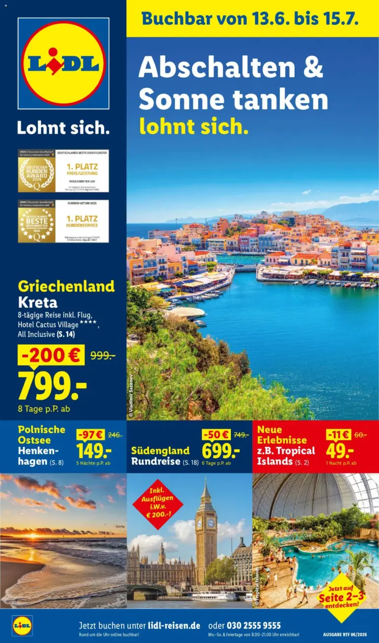 Lidl Reisen Reise-Highlights ab 13.06.2026