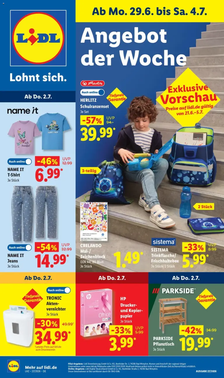 Lidl Prospekt ab 29.06.2026