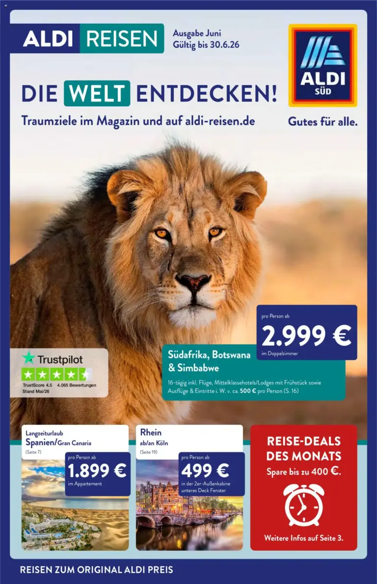 Aldi Reisen Prospekt ab 01.06.2026
