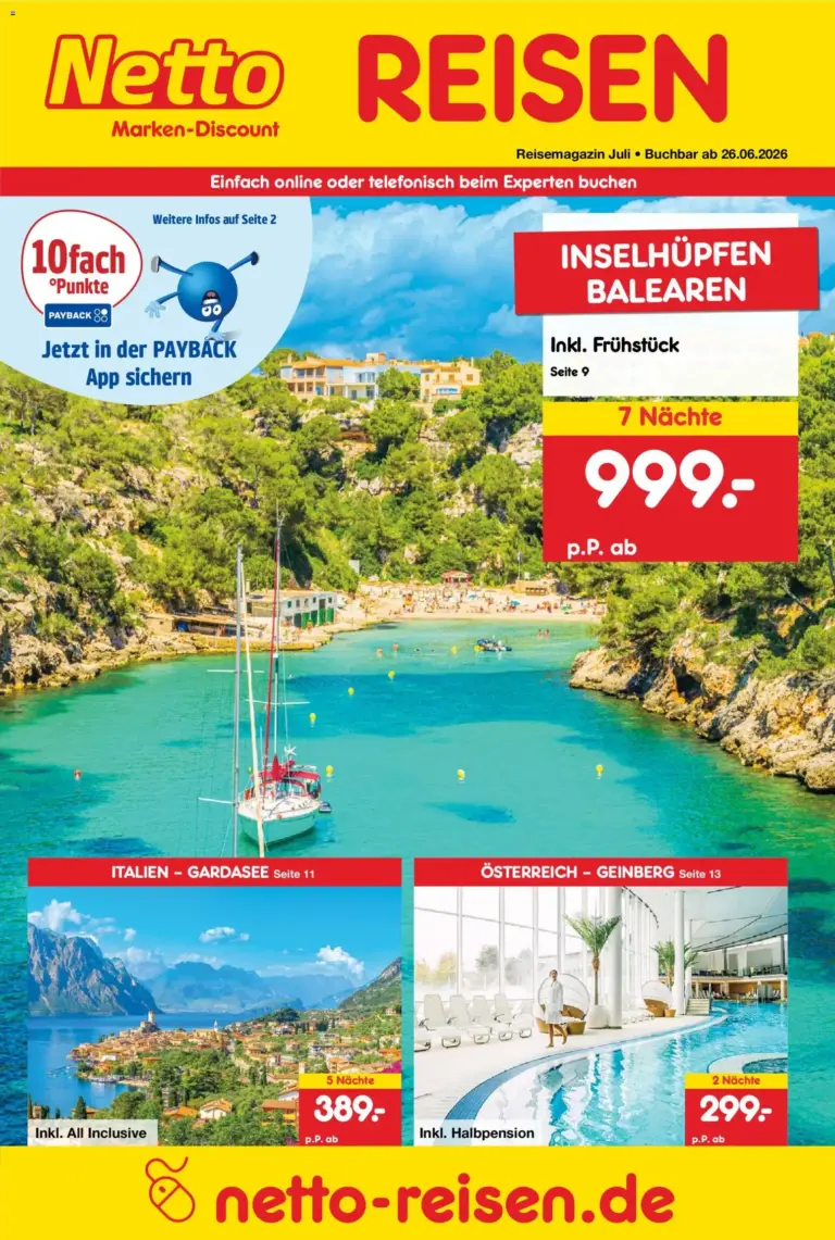 Netto Reisen Prospekt ab 26.06.2026