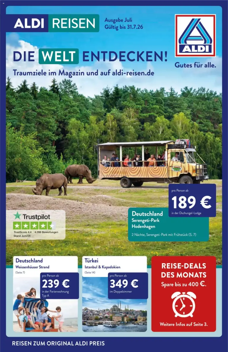 Aldi Reisen Reisemagazin ab 01.07.2026