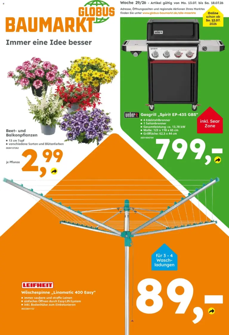 Globus Baumarkt Prospekt ab 13.07.2026