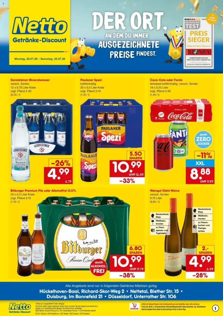 Netto Marken-Discount Prospekt Duisburg ab 20.07.2026