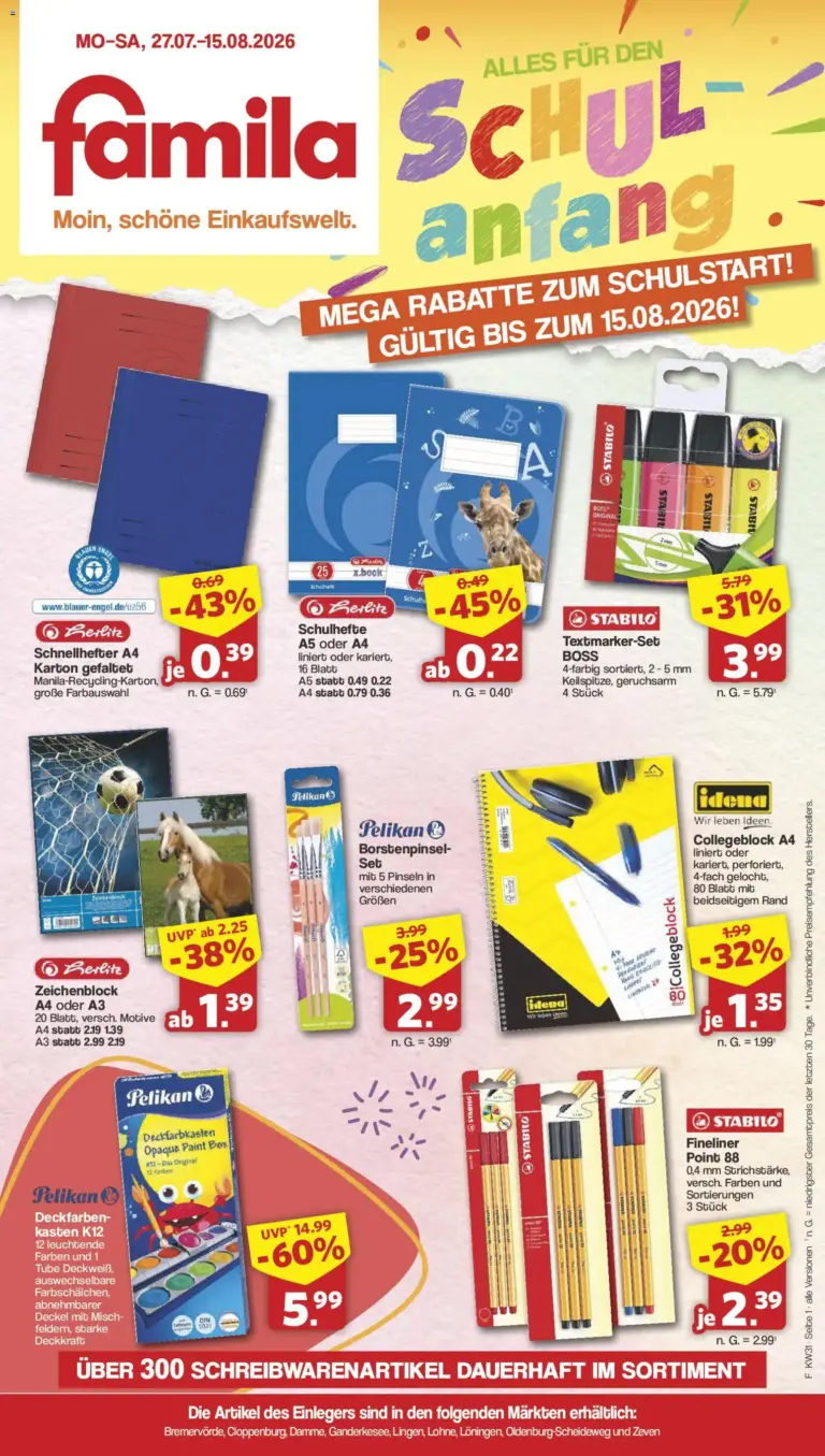 Famila Nordwest Sonderangebote ab 26.07.2026