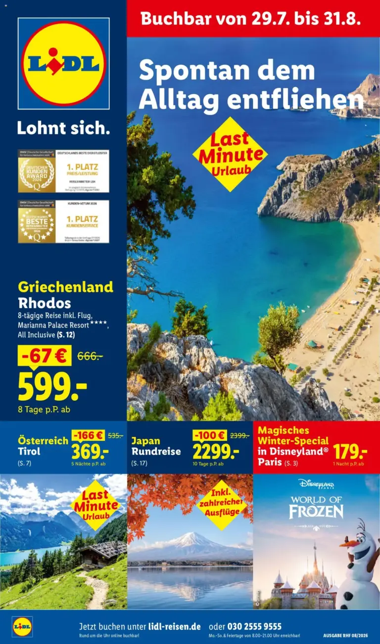 Lidl Reisen Prospekt ab 29.07.2026