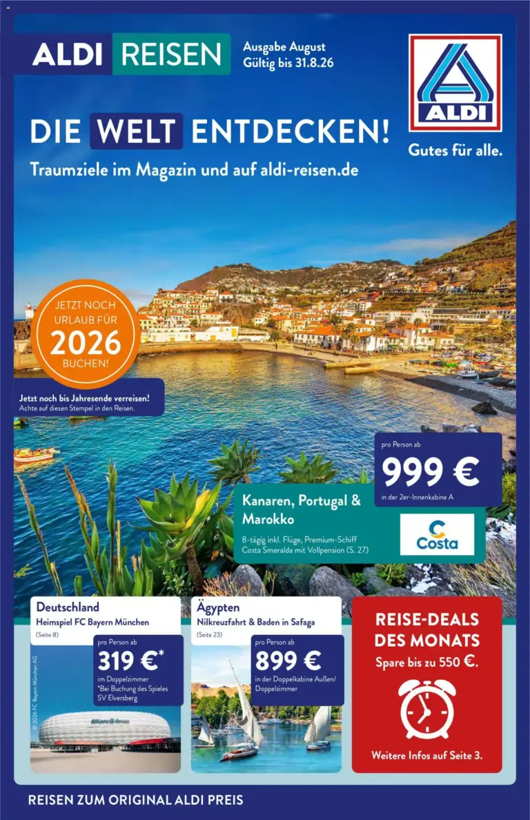 Aldi Reisen Reisemagazin ab 01.08.2026