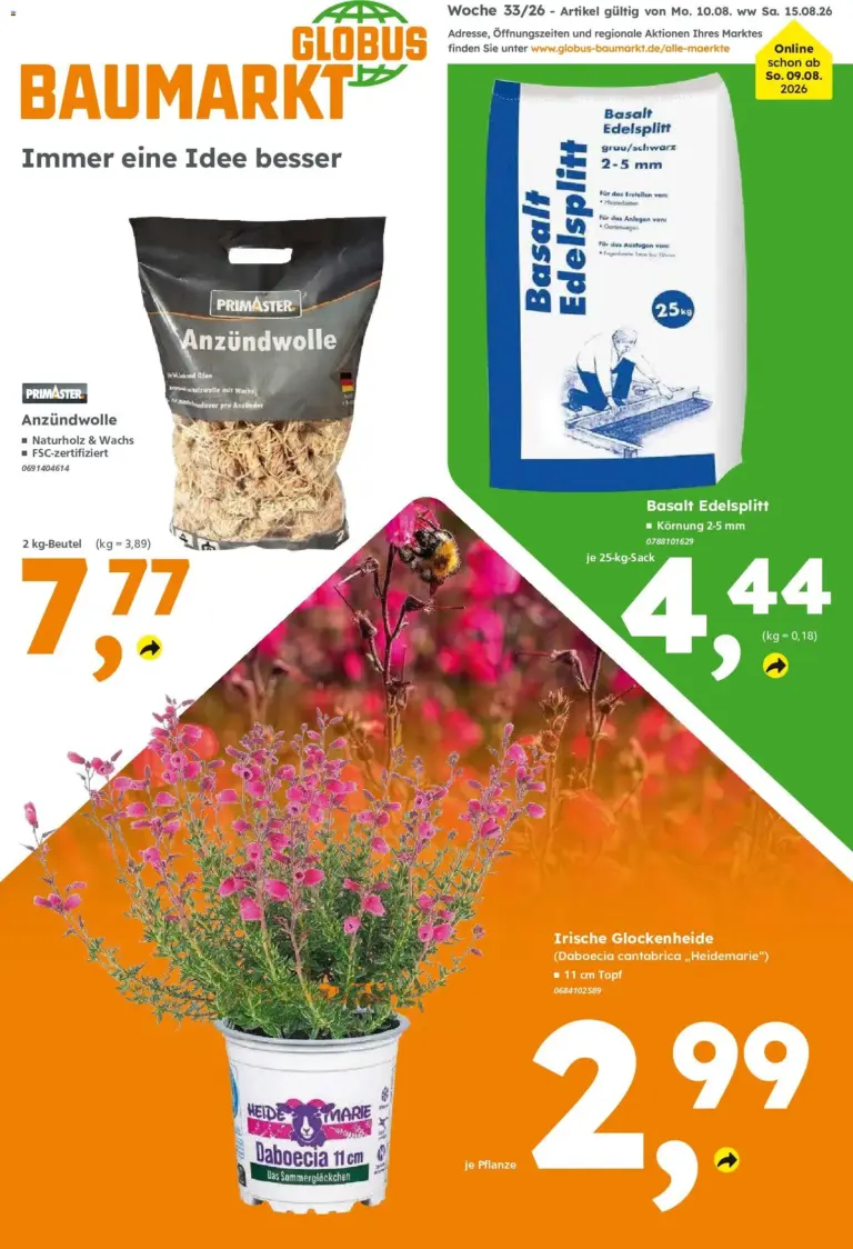 Globus Baumarkt Prospekt ab 10.08.2026