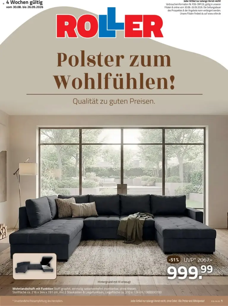 Roller Wohnzimmerprospekt ab 30.08.2026