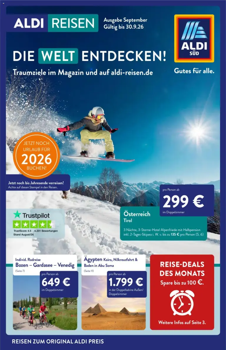 Aldi Reisen Prospekt ab 01.09.2026