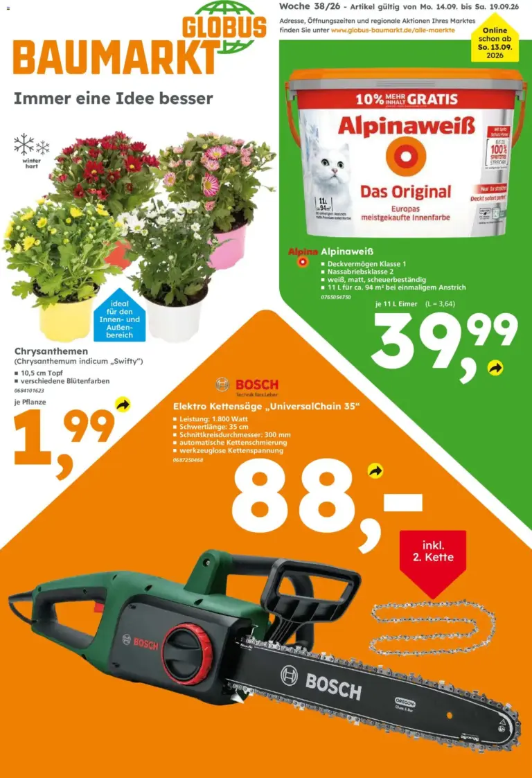 Globus Baumarkt Prospekt Oranienburg-Germendorf ab 14.09.2026