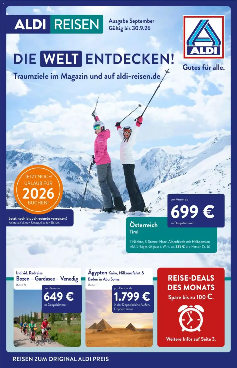 Aldi Reisen Reisemagazin ab 01.09.2026