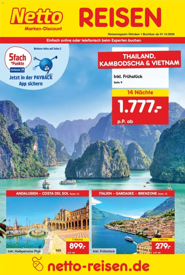 Netto Reisen Prospekt vom 01.10.2026 bis 31.10.2026