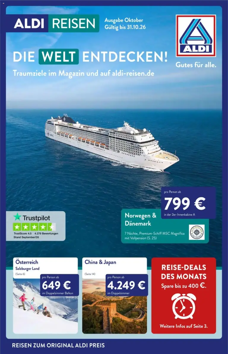 Aldi Reisen Reisemagazin vom 01.10.2026 bis 31.10.2026