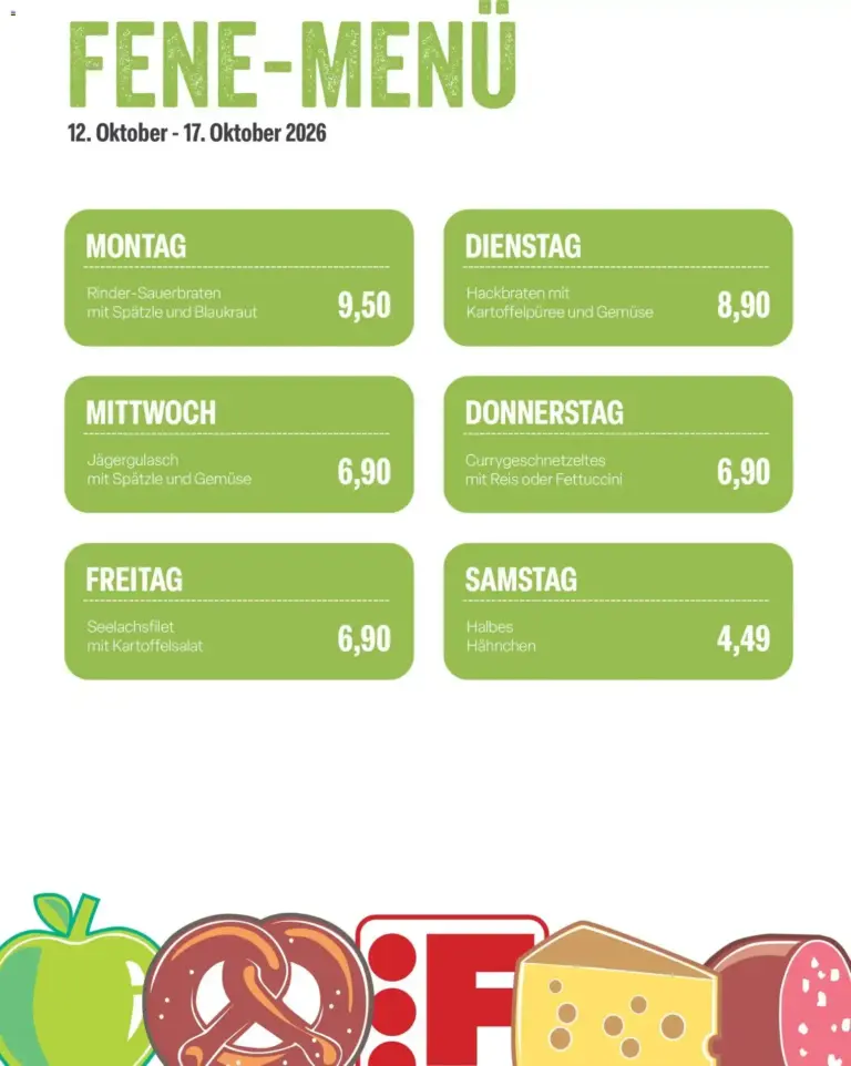 Feneberg Fene-Menü vom 12.10.2026 bis 17.10.2026